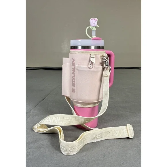 STANLEY The All Day 40 oz Quencher Carry-All Rose Quartz - AKA Pink No Cup Chrty - Picture 2 of 15
